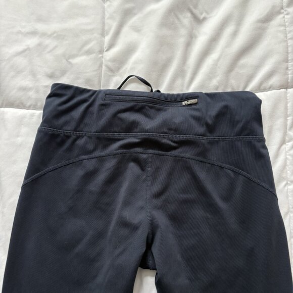 Nike Womens Running Capri Cropped Pants Leggings Black Blue Drawstring - Picture 9 of 9